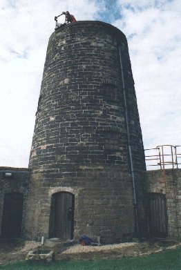 Ruiton Mill showing the abseil frame on the roof